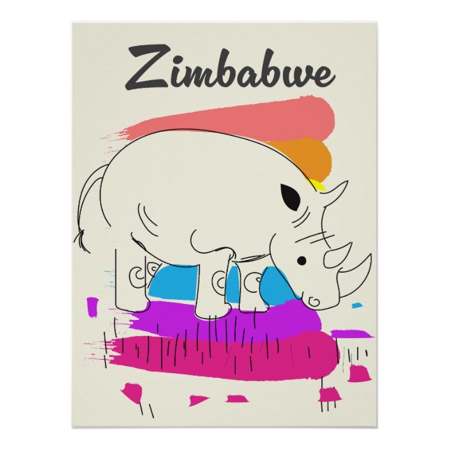 Póster Logo de viaje retro de Zimbabue (Anverso)