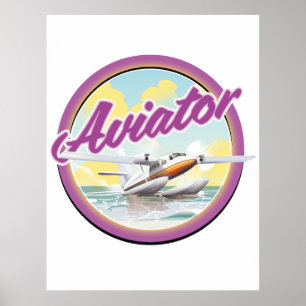 Póster Logo del Aviador de Aviación Marítimo
