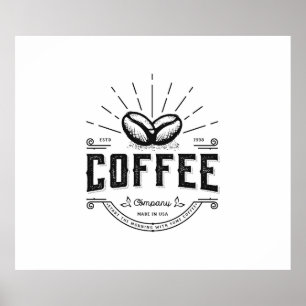 Póster Logo del café de época