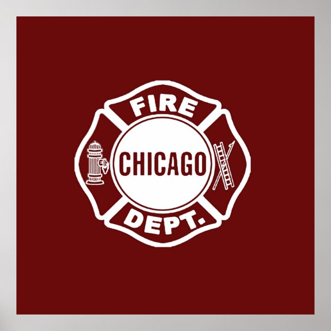 Póster Logo del Departamento de Bomberos de Chicago (Frente)