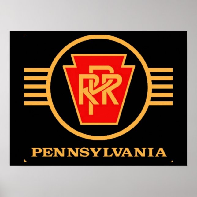Póster Logo del Ferrocarril de Pensilvania, negro y oro (Frente)