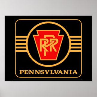 Póster Logo del Ferrocarril de Pensilvania, negro y oro