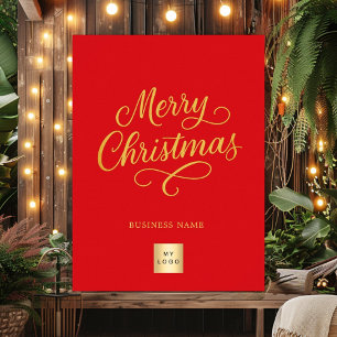 Póster Logo del negocio del oro rojo de la navidad