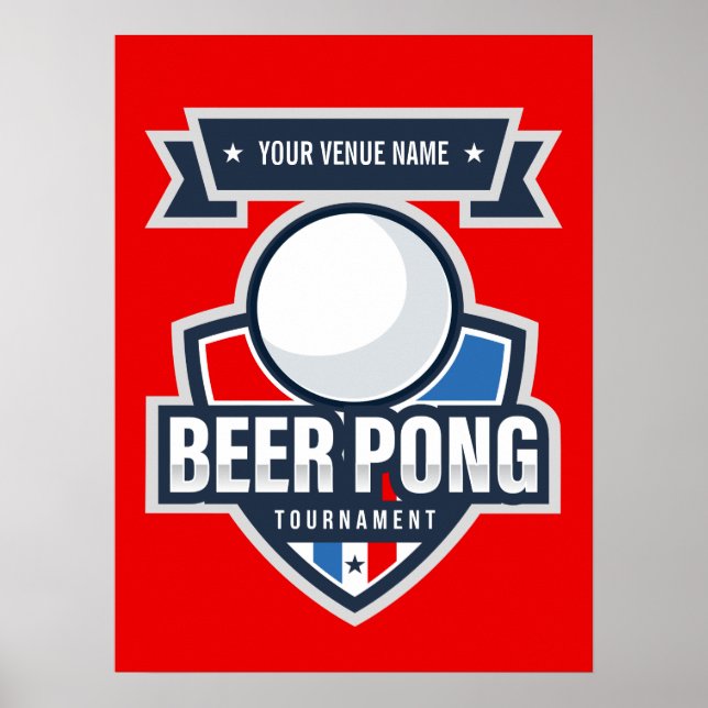 Póster Logo del Torneo de Beer Pong personalizable (Frente)