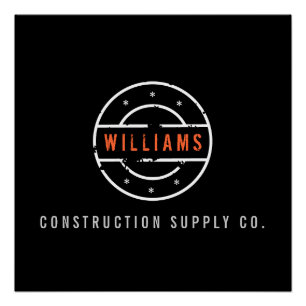 Póster Logo estampado ruso sobre la construcción negra