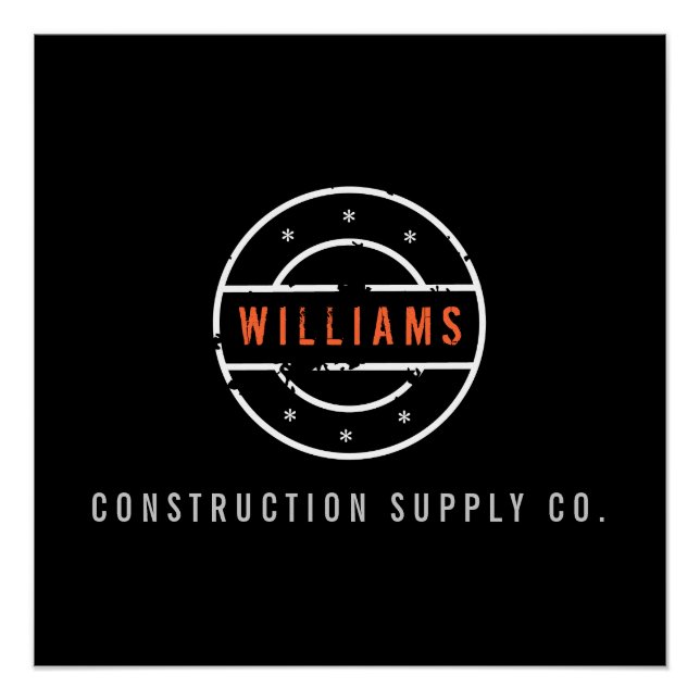 Póster Logo estampado ruso sobre la construcción negra (Anverso)