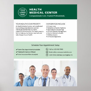 Póster Logo Foto QR Clínica de Salud Doctor Verde