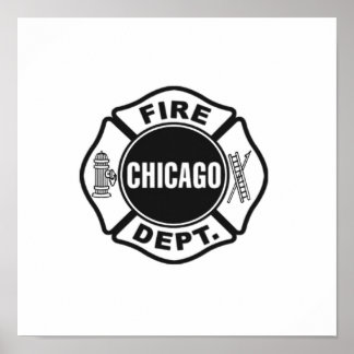 Póster Logo Negro del Departamento de Bomberos de Chicago