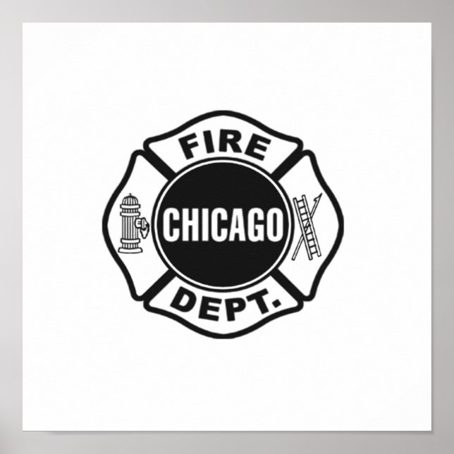 Póster Logo Negro del Departamento de Bomberos de Chicago (Frente)