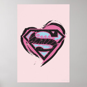 Póster Logo rosa superchica en el corazón