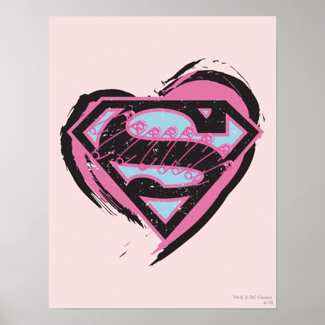 Póster Logo rosa superchica en el corazón (Frente)