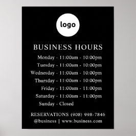 Póster LOGO y Horas de Negocios | Negra | Rótulo poster