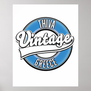 Póster logotipo antiguo de Thiva Grecia