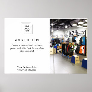 Póster Logotipo comercial   Blanco Minimalista moderno si