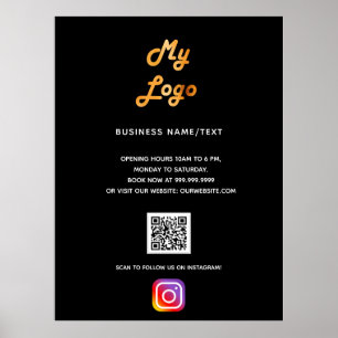 Póster logotipo comercial código qr Instagram negro