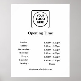 Póster Logotipo comercial | Pantalla de horarios de apert