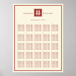Póster Logotipo cuadrado doble felicidad Boda chino
