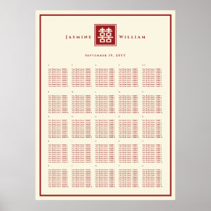 Póster Logotipo cuadrado doble felicidad Boda chino