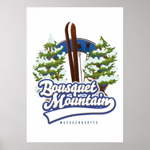 Póster logotipo de Bousquet Mountain Massachusetts Ski