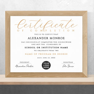 Póster Logotipo de Certificado Profesional con Caligrafía