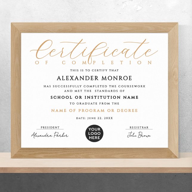 Póster Logotipo de Certificado Profesional con Caligrafía (Subido por el creador)