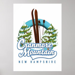 Póster logotipo de Cranmore Mountain New Hampshire Ski