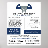 Logotipo de dientes musculares, odontología, publi