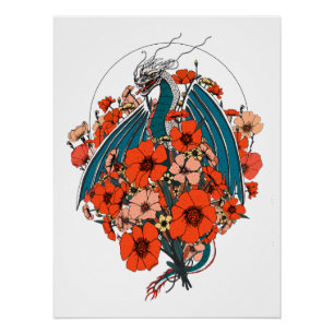 Póster Logotipo de Dragón Asiático