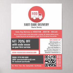 Póster Logotipo de entrega de Courier, publicidad de serv