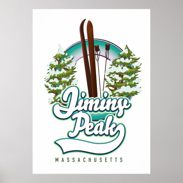 Póster logotipo de esquí de jiminy pico massachusetts (Frente)