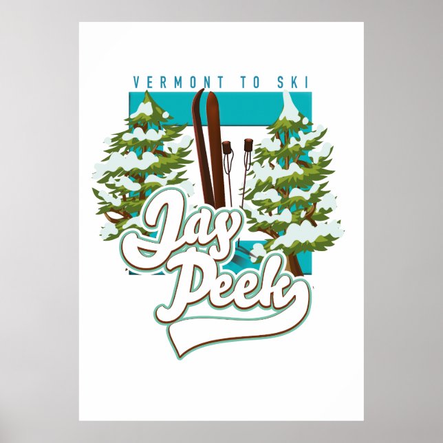 Póster logotipo de esquí Jay Peek Vermont (Frente)