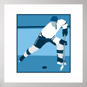 Póster Logotipo de hockey sobre hielo azul