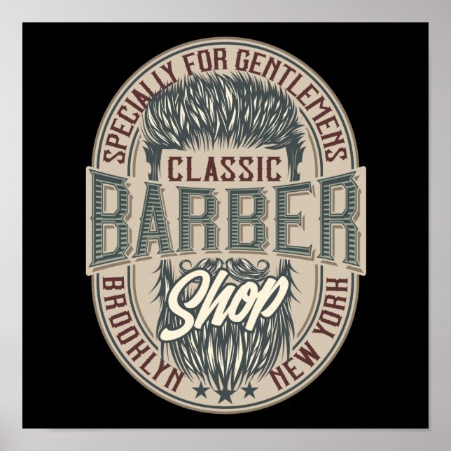 Póster Logotipo de la Barbería de Inglaterra (Frente)