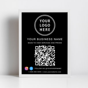 Póster Logotipo de la empresa Código QR Medios sociales N