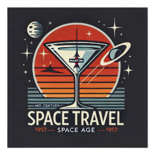 Póster Logotipo de la Era Espacial de Martini Space Trave
