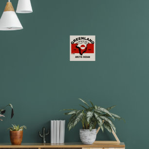 Póster Logotipo de mapa de Groenlandia vintage - Sol árti