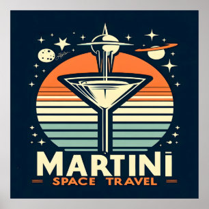 Póster Logotipo de martini Space Travel Lift Off