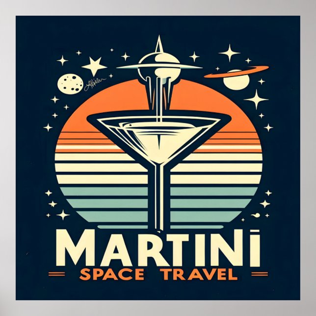 Póster Logotipo de martini Space Travel Lift Off (Frente)