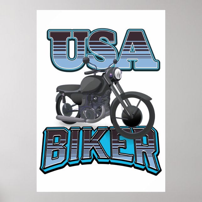 Póster logotipo de motero estadounidense (Frente)