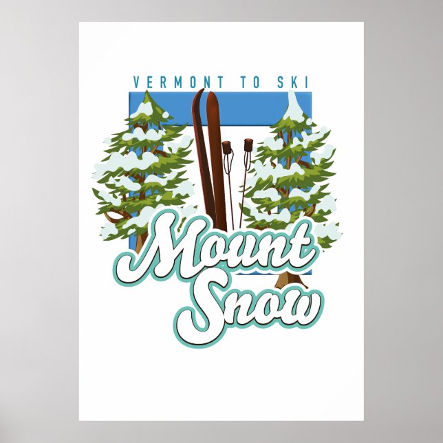 Póster logotipo de Mount Snow Vermont Ski. (Frente)