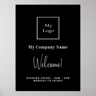 Póster Logotipo de nombre de empresa en blanco y negro ho