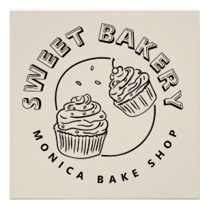 Póster Logotipo de panadería dulce vintage