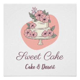 Póster Logotipo de pastel y postre de panadería de pastel