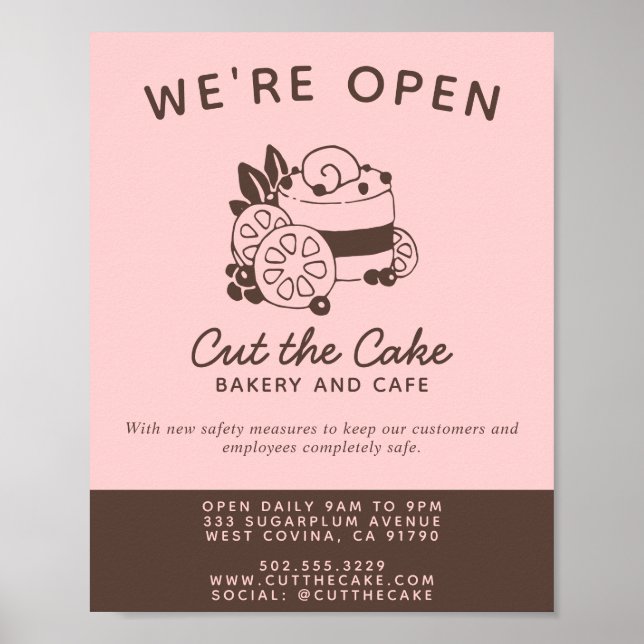Póster Logotipo de pastelería Reapertura comercial (Frente)