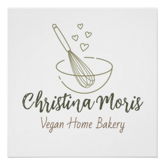 Póster Logotipo de pequeña panadería vegana casera