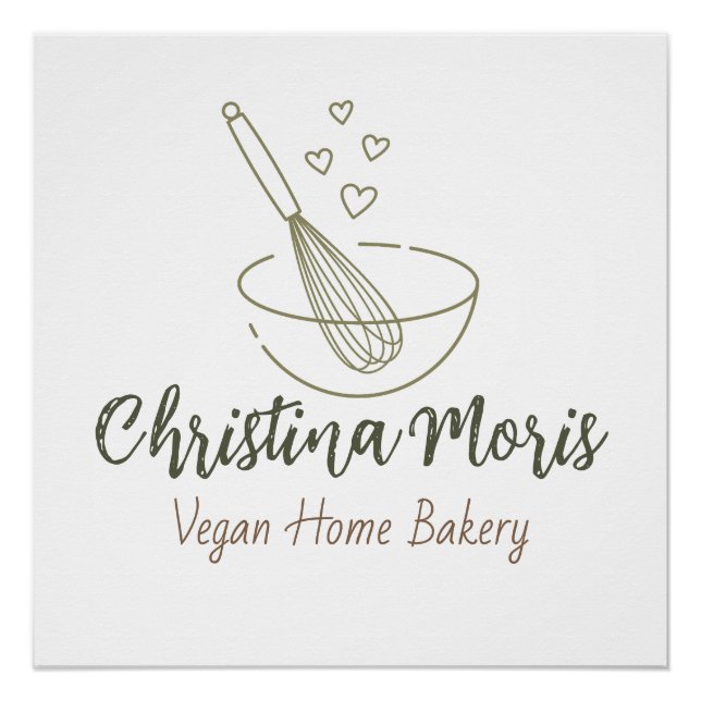Póster Logotipo de pequeña panadería vegana casera (Anverso)