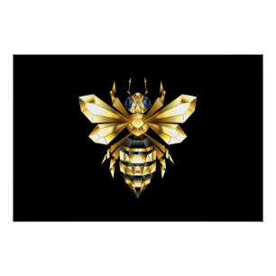Póster Logotipo de Relieve metalizado dorado falso poligo
