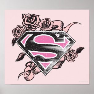 Póster Logotipo de superchica con Rosas