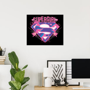 Póster Logotipo de Supergirl Pink y Purple Grunge