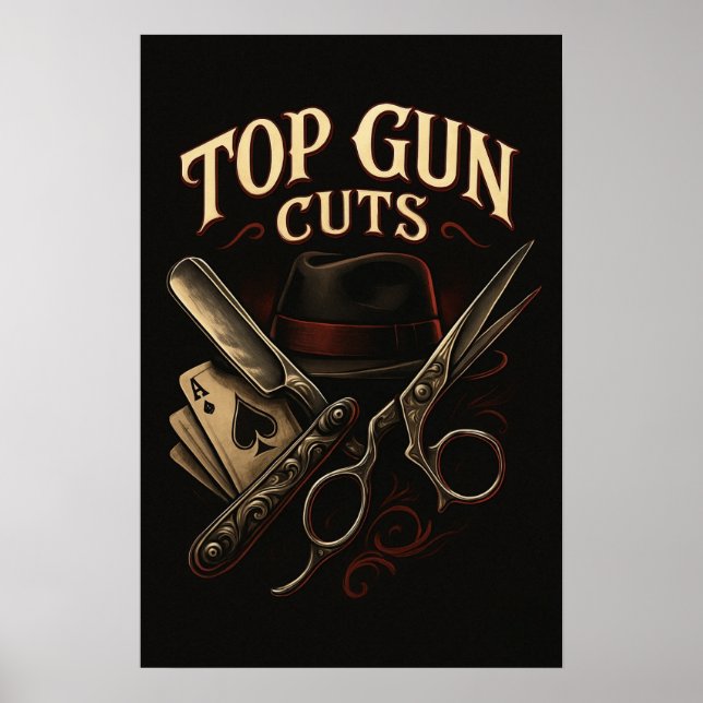 Póster Logotipo de Top Gun Cuts Gangster (Frente)